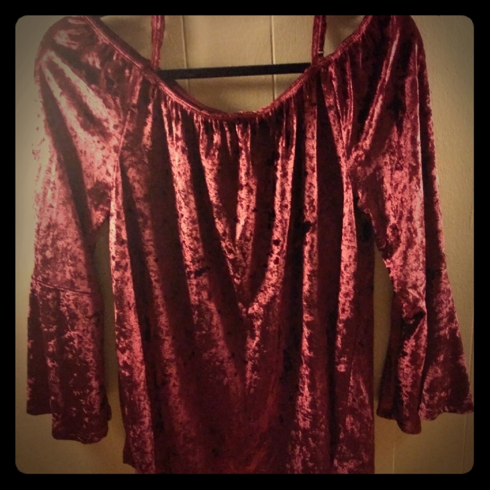 Wine Red Crushed Velvet Top
